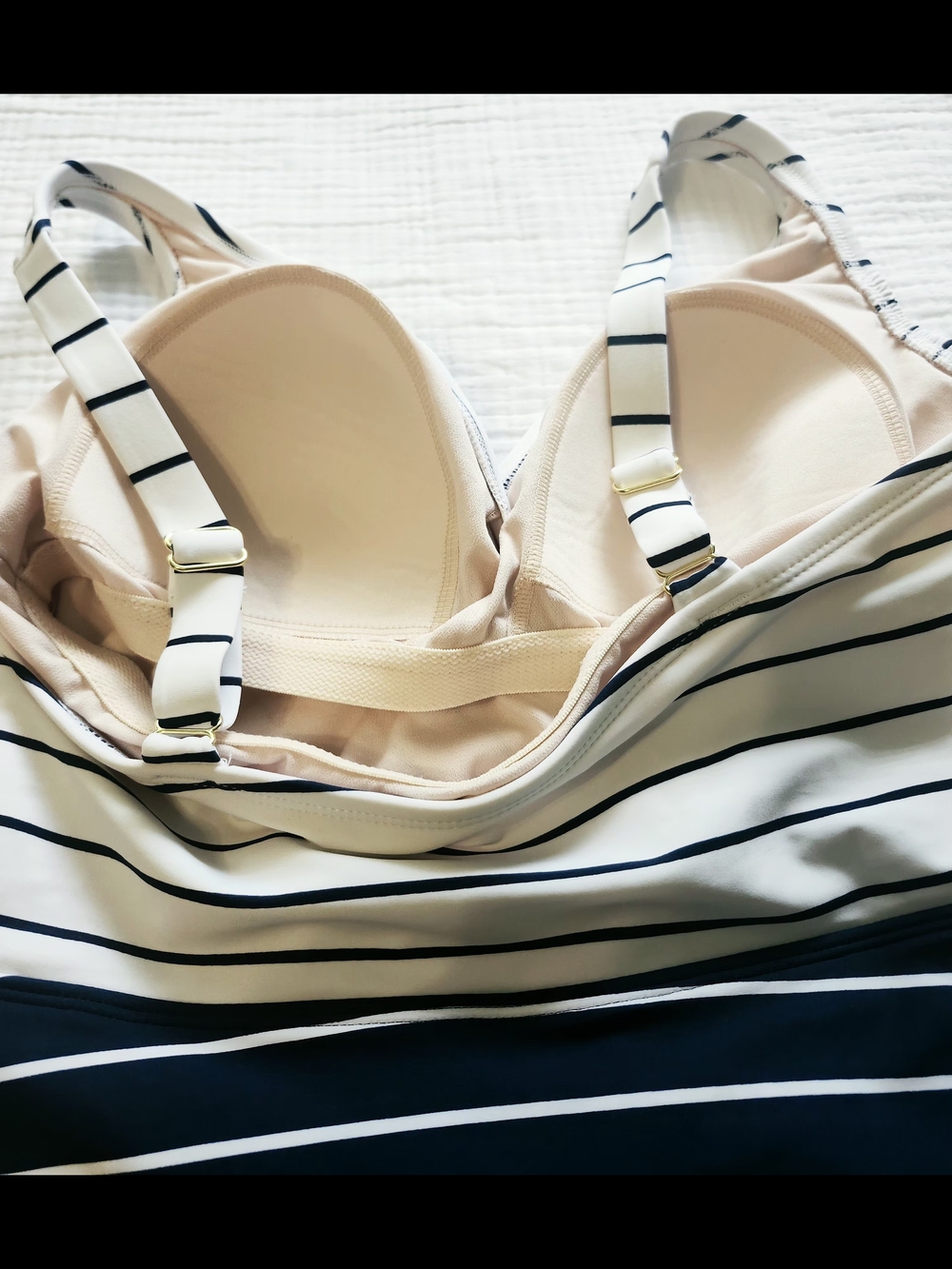 Kona Sol Navy and White Striped One-Piece Swimsuit - Picture 8 of 10